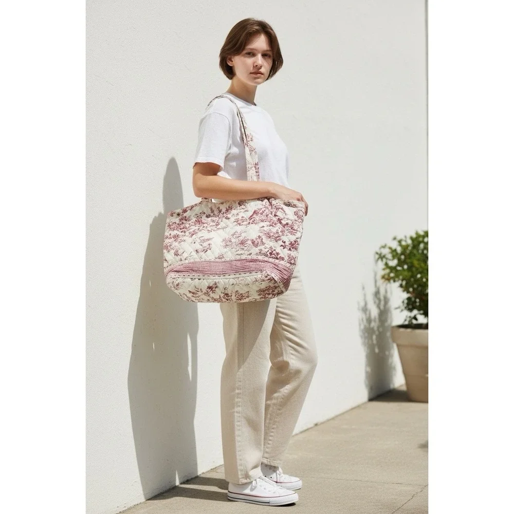 Americana By sharif Quilted Toile Print Handbag Cottagecore French‎ Country